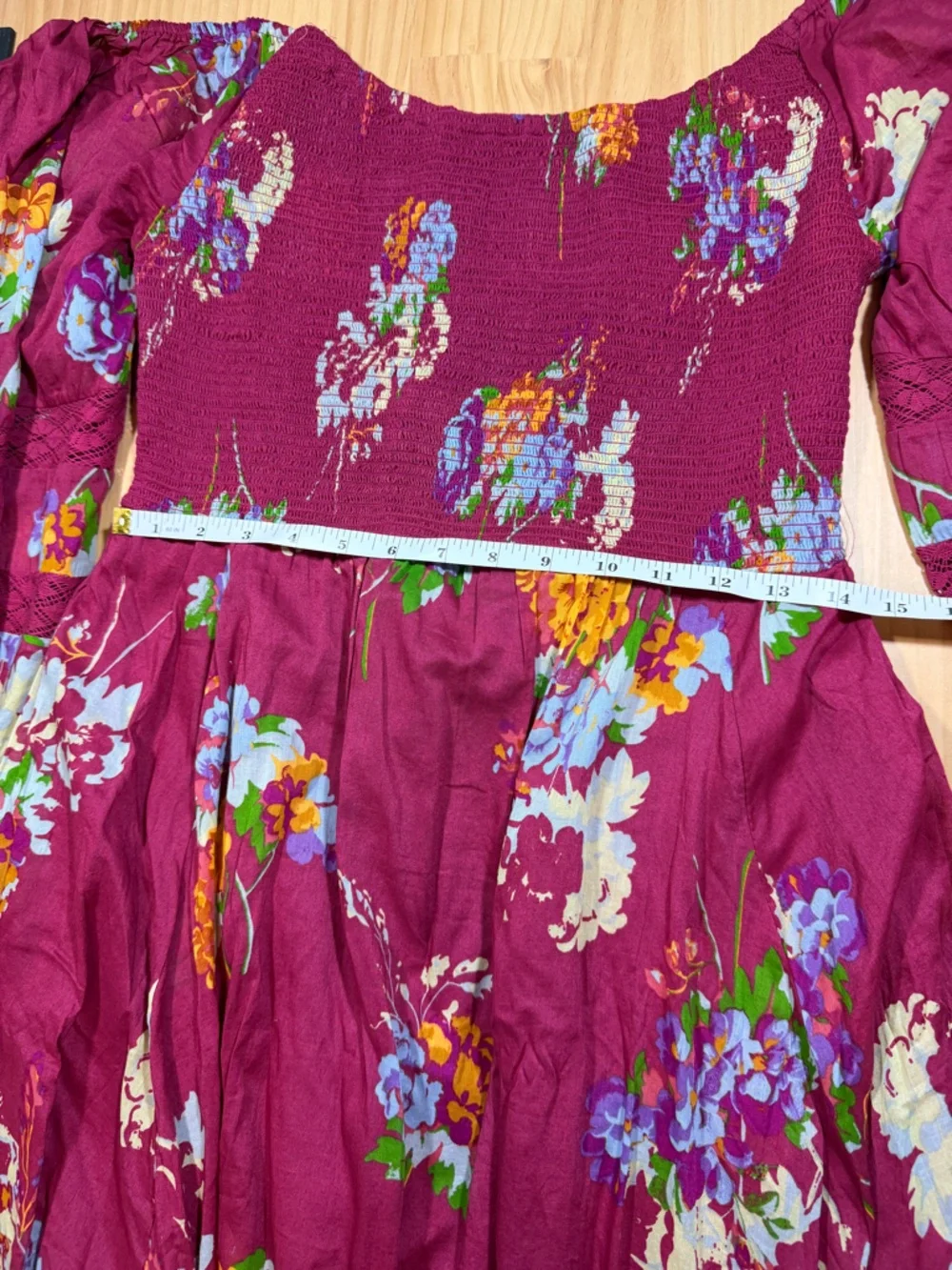 Free People Berry Floral Scoop-Neck Midi Dress B4 - Picture 5 of 11